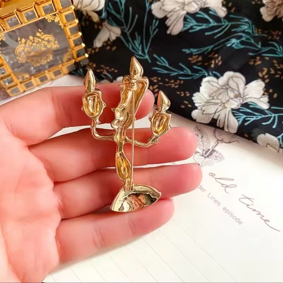 Candle Holder Beauty&Beast Gold Brooch - Picture 12 of 16